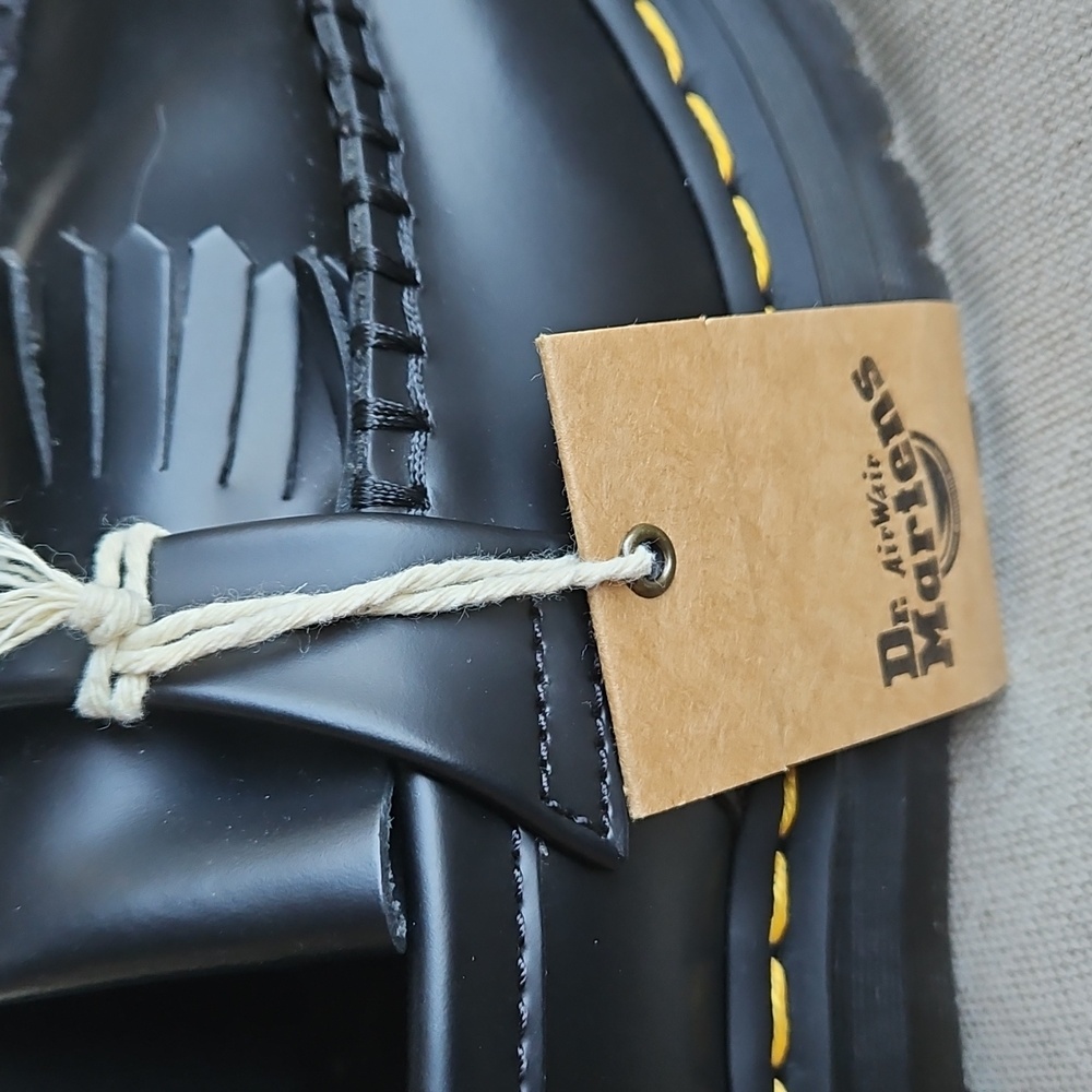 Dr Martens Adrian Quad Platform Tassel Loafers Black Leather- Unisex M6, W7 - Picture 4 of 10
